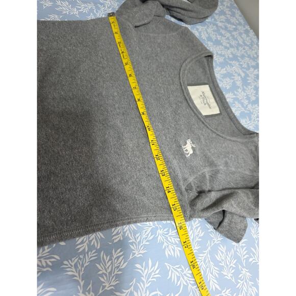 Abercrombie & Fetch Sz L Gray Logo Y2K 90s Preppy Pullover Long Sleeve Top - Picture 8 of 11